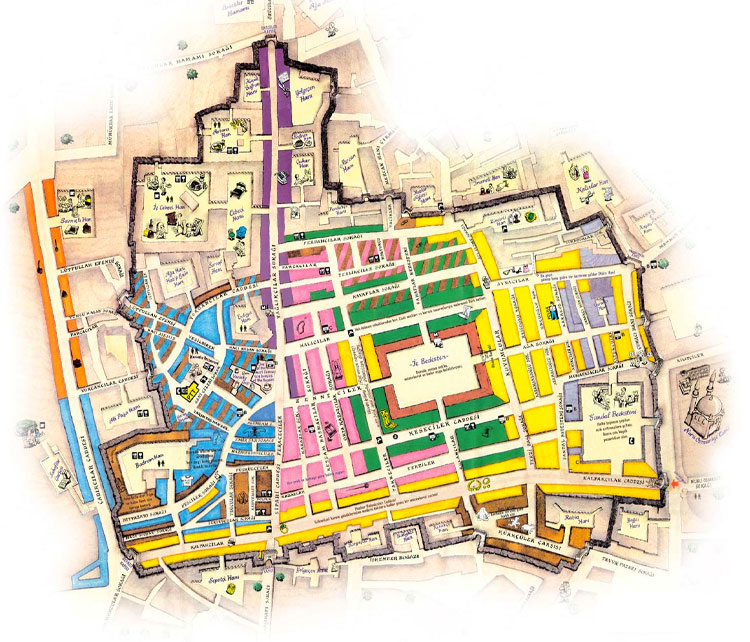 Le plan du Grand Bazar d’Istanbul